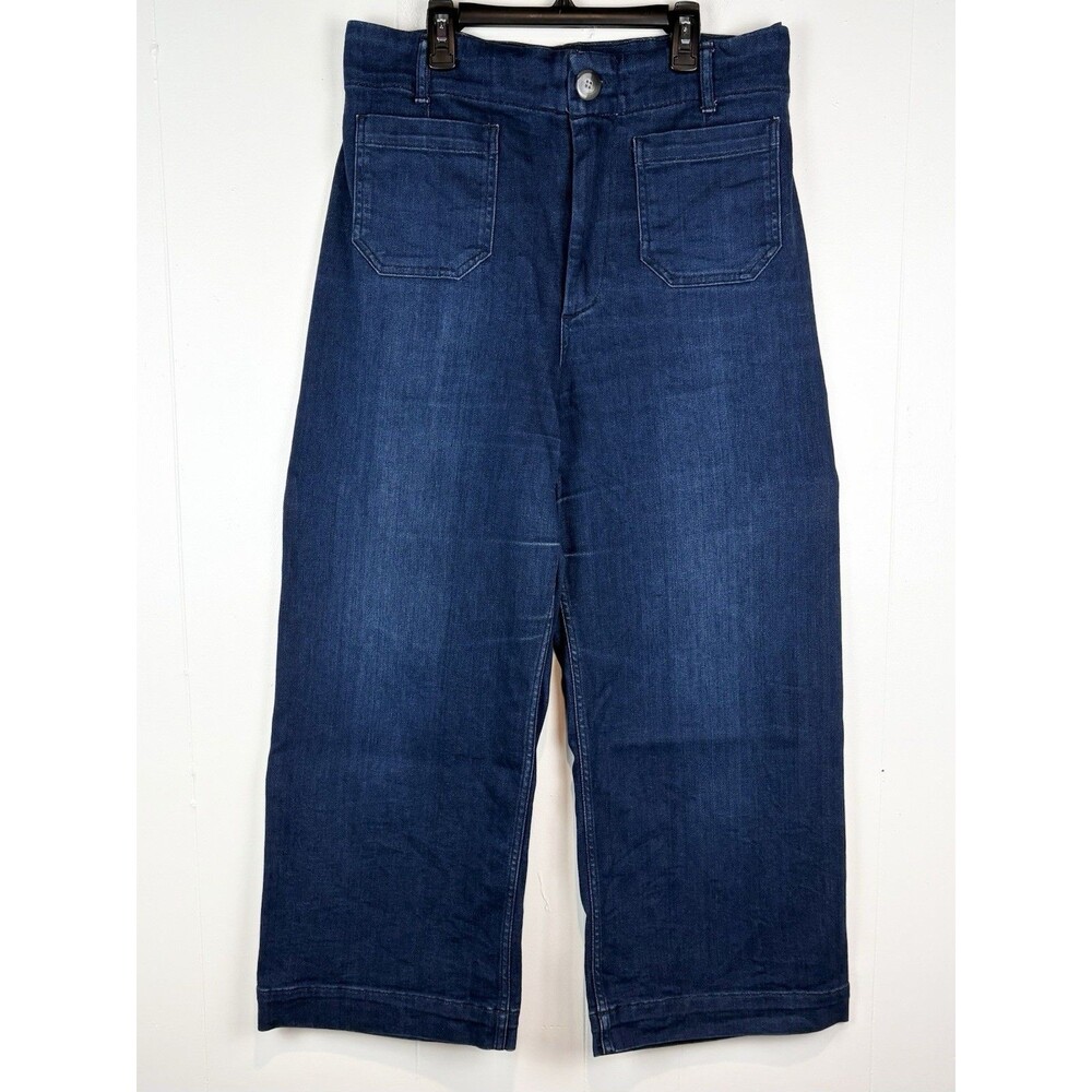 Anthropologie Pilcro the Skipper High-Rise Crop Wide-Leg Jeans Size 30 Dark Wash